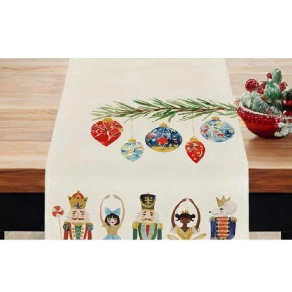 Christmas Table Runner Nutcracker Decor Holiday Xmas Decoration Long Cloth 13x90